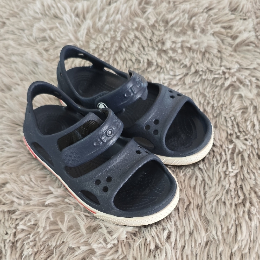 CROCS Kids Sandals in Navy with Red and White Accents - Picture 3 of 9